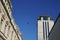 Book Tower or boekentoren of Ghent, Belgium. Classic and modernist architecture side by side.