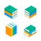 Book vector isometric stack school illustration icon. Children books flat library