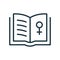 Book of Women Rights. Girl Power, Female Empowerment Line Icon. Sign of Feminism and Women Equality. Editable stroke