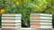 Book wooden table tree bokeh nobody