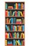 Bookcase with books. Book shelves with multicolored book spines. Vector illustration in flat style