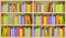 Bookcase with multicolored books