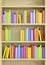 Bookcase with multicolored books