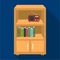 A bookcase with shelves and a radio receiver. Furniture and interior single icon in flat style Isometric vector symbol