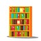 Bookcase Vector. Home, Library. Pile Encyclopedia. Education. Isolated Flat Cartoon Illustration