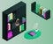 Bookcase vector isometric concept vector illustration-vektorgrafik. Office cupboard with folders isometric.