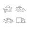 Booked taxi service linear icons set