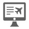 Booking flight, air ticket icon. Gray vector on isolated white background