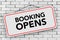 Booking Open Sign Hanging on Rope. 3d Rendering