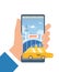 Booking Taxi Car with Mobile App Flat Vector