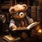 Bookish Buddy: Teddy Bear in Glasses Immersed in Literary Bliss