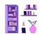 Booklover cozy furniture 2D linear cartoon objects set