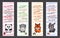 Bookmark set with cute animal and affirmations for kids. Vector.