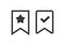 Bookmark vector icon line outline art label element design isolated symbol, book mark starred and checked ui tag