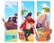 Bookmarks with pirate, treasure chest and ship