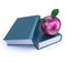 Books and apple blue purple. education, studying college