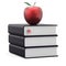 Books black and red apple textbook stack studying icon