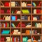 Books in bookcase seamless pattern.