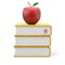 Books bookmark textbook stack yellow and red apple