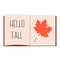 Books with bookmarks and autumn leaves. Vector, white background, clipart. Hello fall