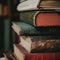 Books in a bookshelf, library