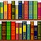 Books on the bookshelf seamless multi-colored pattern