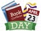 Books, Calendar and Party Hat  Commemorating Book and Copyright Day, Vector Illustration