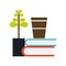 Books coffee and bonsai