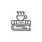 Books and coffee cup outline icon