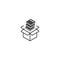 Books donation box, education pile, stack of books. Vector icon template