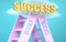 Books ladder that leads to success high in the sky, to symbolize that Books is a very important factor in reaching success in life