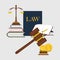 Books of laws, scales Justice design vector