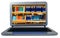 Books library on laptop screen red buy learn online - 3d rendering