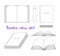 Books linear sketch symbols collection in different positions. Vector opened and closed books isolated icons set on