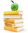 Books literature golden yellow textbook stack apple green