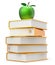 Books literature textbook stack yellow gold golden green apple