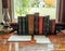 Books and Oil Lamp, Pinecrest Historical Village Museum