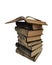 Books  old aged in the dust pile stack isolated for background