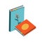 Books, pair of notebooks, diary. Lifestyle home interior clip art