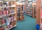 Books on a public library shelves.