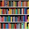 Books seamless texture vertically and horizontally. Bookshelf background.