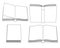 Books. Set of four different books - linear vector pictures for coloring. Outline. The set contains open and closed books