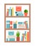 Books and shelves flat style, vector illustration. Bookshelves collection informatively educational, school paper