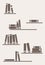 Books on the shelves - simply retro illustration