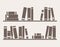 Books on the shelves vector simply retro illustration.