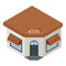 Books shop building icon, isometric style