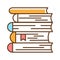 Books stack color line icon. A large number of books lie one on one. Pictogram for web page, mobile app, promo. UI UX GUI design