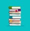Books stack or pile vector illustration, flat cartoon paper book stacked isolated clipart