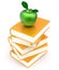 Books stack textbook golden apple green covers yellow