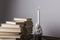 Books stacked on a table